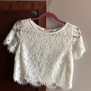 White lace crop top